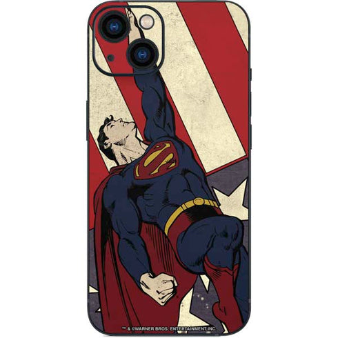 DC Comics Superman Vintage Pose American Flag iPhone 14 Plus Skin